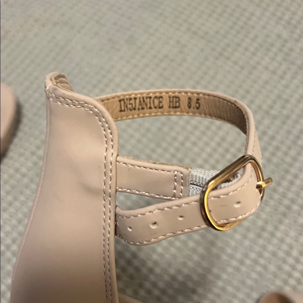 IDIFU Beige Nude Neutral Faux Suede Stiletto Platform Ankle Strap Open Toe Shoe - Picture 7 of 15